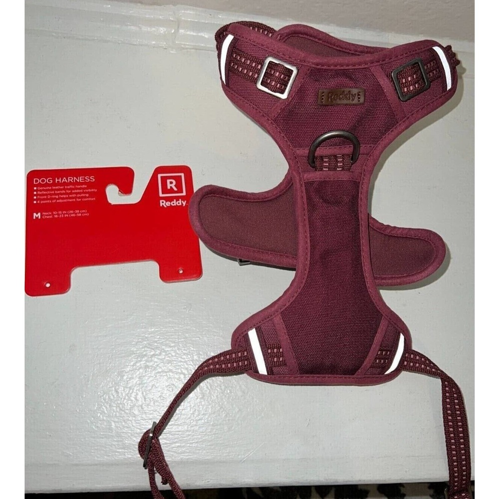 Reddy Dog Harness Medium Adjustable Burgundy Canvas/Leather Grip *Read Descrip*